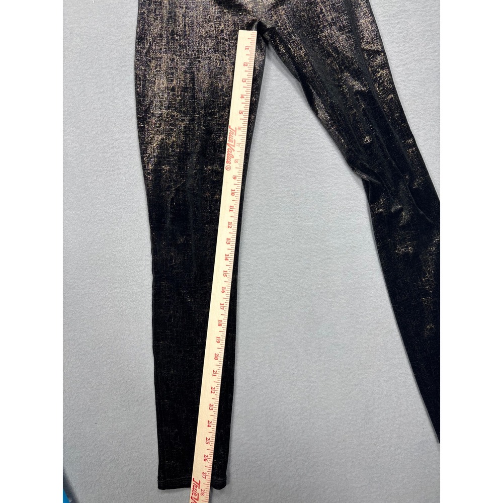 SPANX Shape Small Velvet Black Gold Metallic Textured High Waist Leggings Shine - Picture 14 of 14